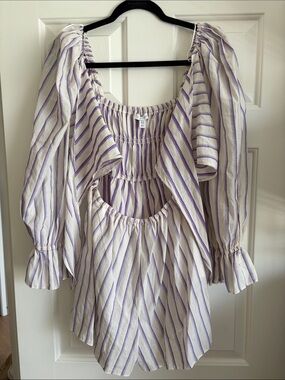 Topshop Cream Romper with Purple Stripes